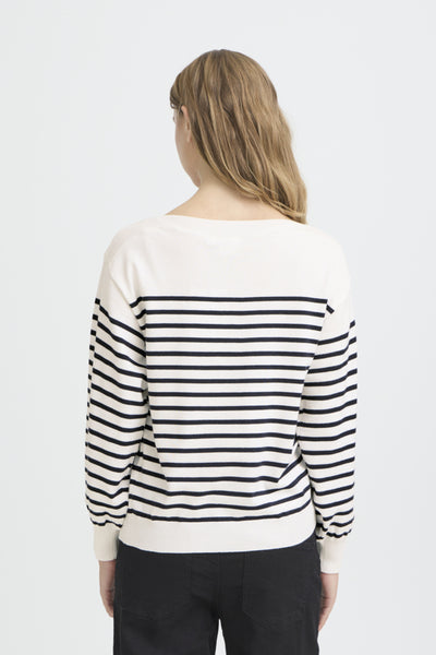 Luls Boatneck Striped Sweater (Navy)