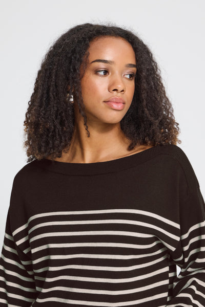 Luls Boatneck Sweater (Chocolate Stripe)