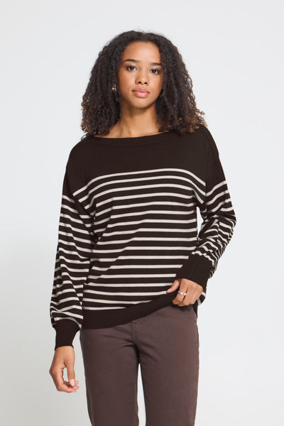 Luls Boatneck Sweater (Chocolate Stripe)