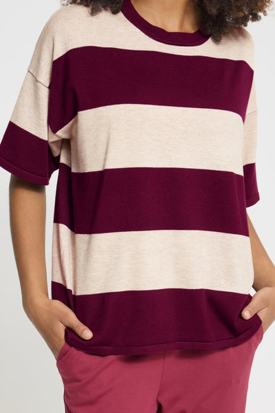 Luls Loose Fit Sweater (Rhododendron Stripe)