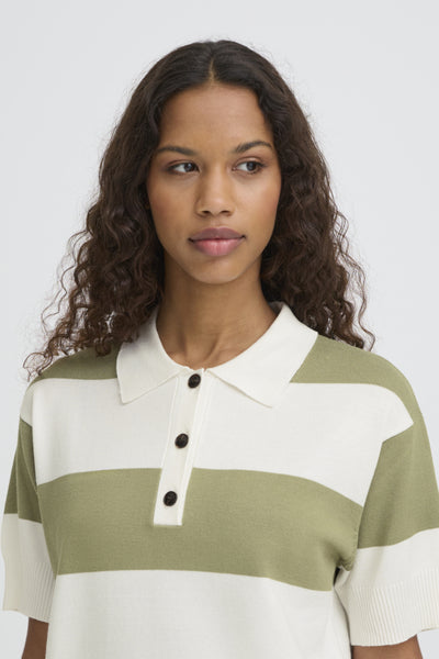 Luls Striped Polo Sweater (Wide Green)