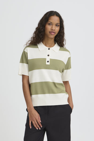 Luls Striped Polo Sweater (Wide Green)