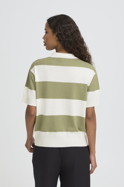 Luls Striped Polo Sweater (Wide Green)