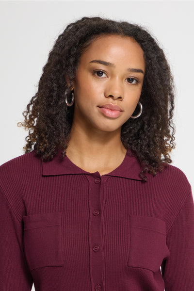 Luls Rib Knit Cardigan (Rhododendron)