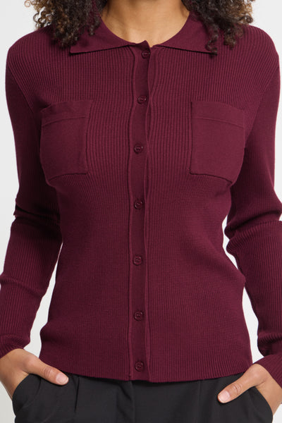 Luls Rib Knit Cardigan (Rhododendron)