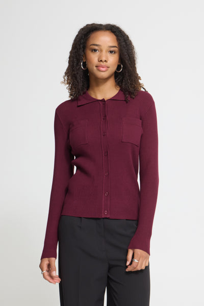 Luls Rib Knit Cardigan (Rhododendron)