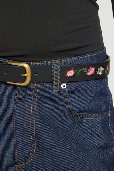 Rinna Floral Detail Belt (Black)