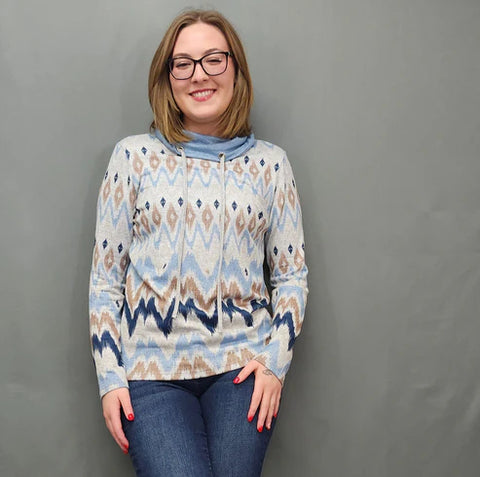 PLUS Miranda Cowl Knit Sweater (Linear)