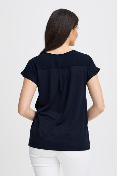 Launna Chiffon Mix Blouse (Navy)