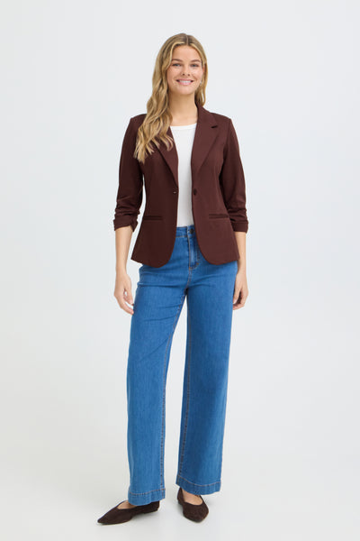 Zarie 3/4 Sleeve Blazer (Rum Raisin)