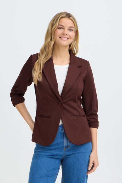 Zarie 3/4 Sleeve Blazer (Rum Raisin)