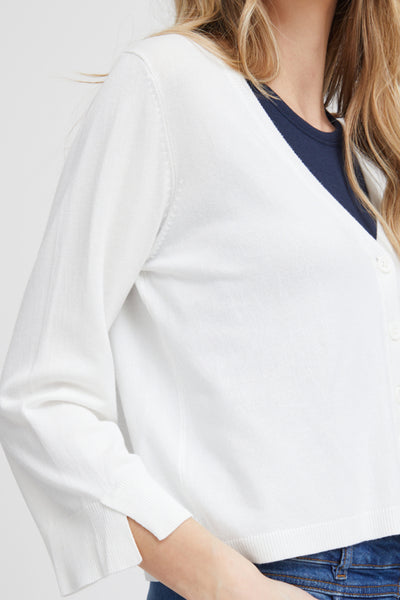 Clia 3/4 Sleeve Button Down Cardigan (White) - 25% OFF AT CHECKOUT - FINAL SALE