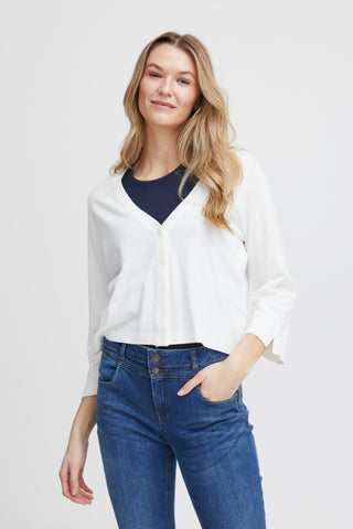Clia 3/4 Sleeve Button Down Cardigan (White) - 25% OFF AT CHECKOUT - FINAL SALE