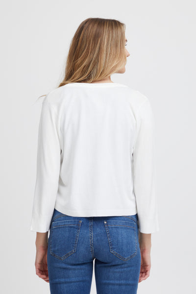 Clia 3/4 Sleeve Button Down Cardigan (White) - 25% OFF AT CHECKOUT - FINAL SALE