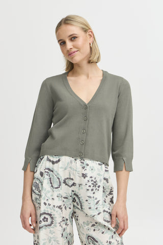 Clia 3/4 Sleeve Button Down Cardigan (Agave Green)