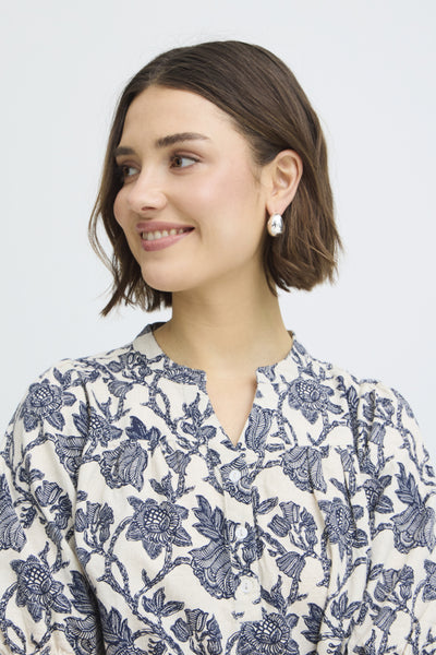 Maddie Cotton/Linen Blouse (Floral)