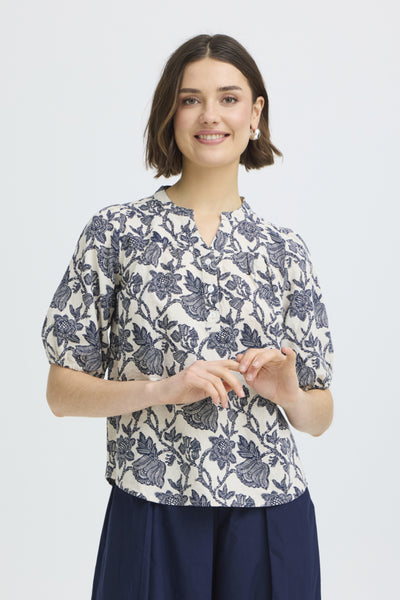 Maddie Cotton/Linen Blouse (Floral)