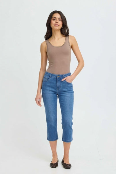 Elli Stretch Denim Capri (Medium Blue)