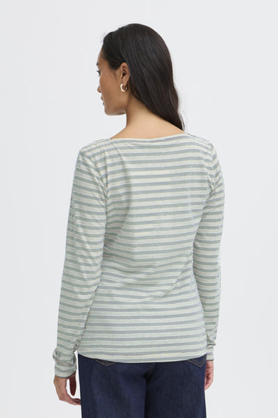 Mya Striped Long Sleeve Top (Olive Mix)