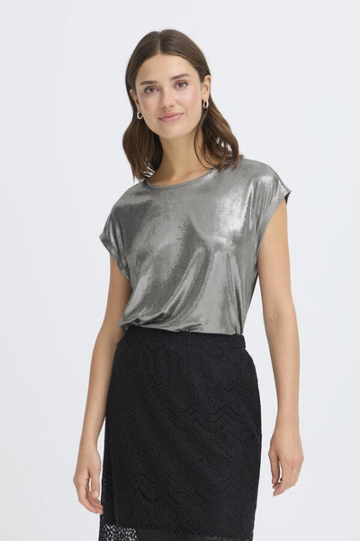 Monique Metallic Top (Silver Metallic)