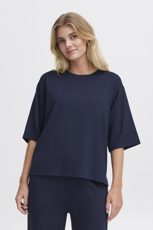 Aurora Soft 3/4 Sleeve Top (Navy)