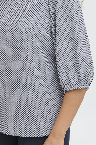 Nia Gingham Top (Navy)