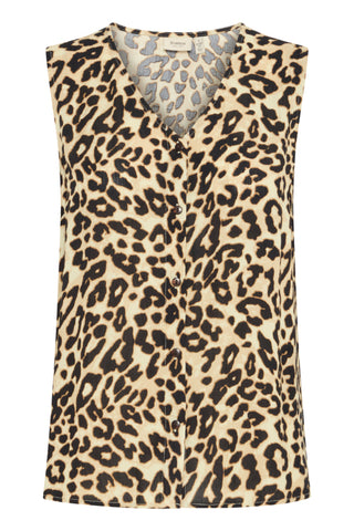 Eassie Button Down Tank Top (Animal Print)