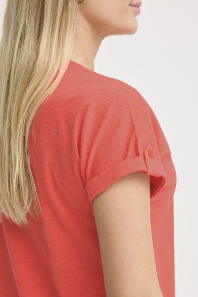Dalia Cotton T-Shirt (Coral)