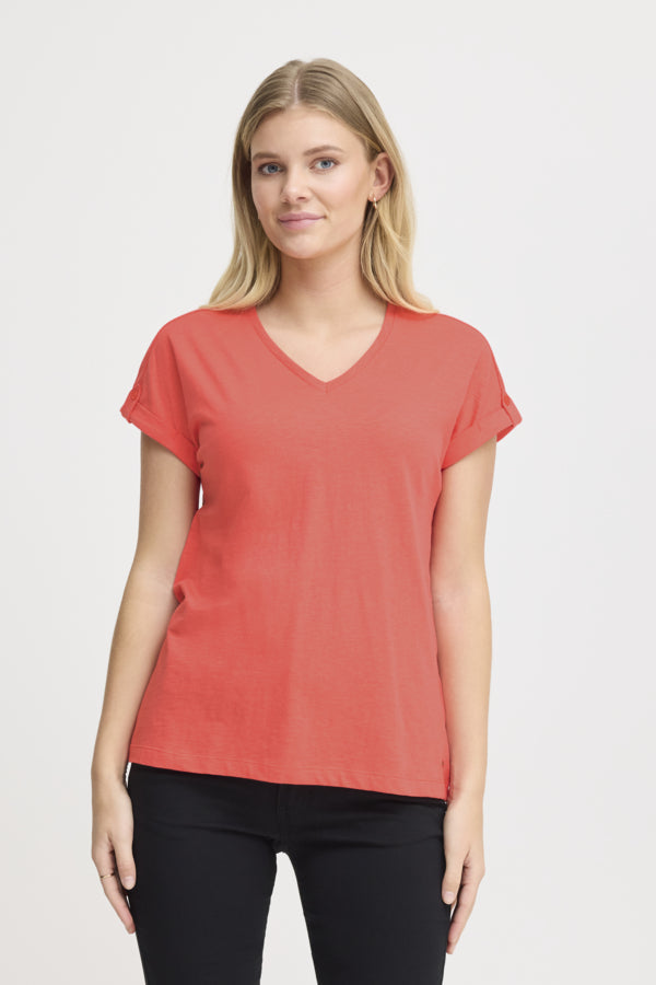 Dalia Cotton T-Shirt (Coral)