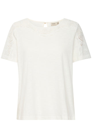 Zora Lace Accent Cotton Top (White)