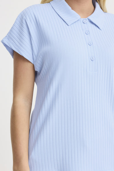 Zahia Striped Collared Shirt (Blue)