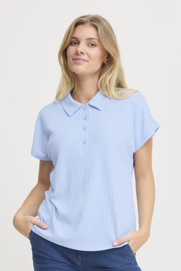 Zahia Striped Collared Shirt (Blue)