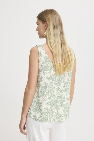 Eassie Button Down Tank Top (Green Floral)