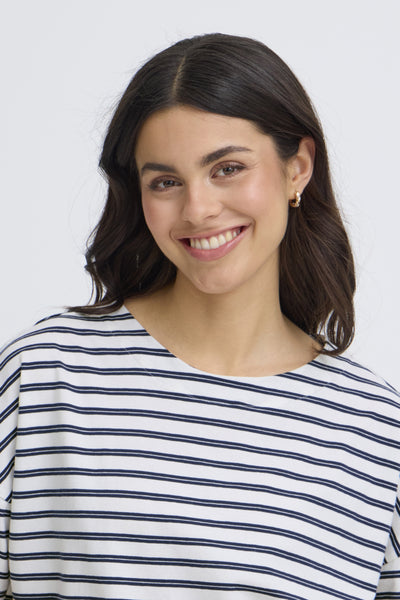 Siva Cotton Boxy Top (Navy Stripe)