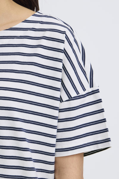 Siva Cotton Boxy Top (Navy Stripe)