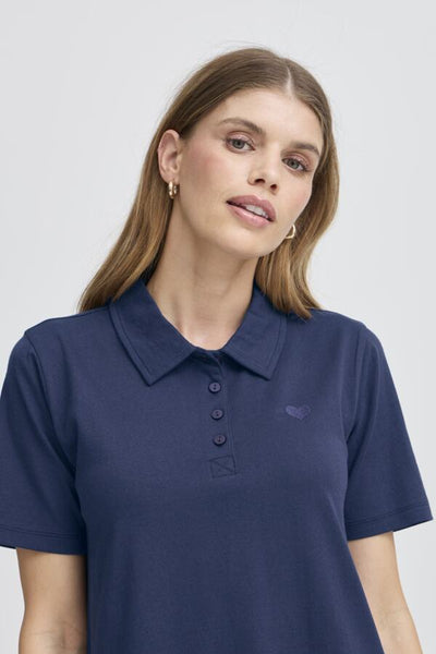 Samma Cotton Blend Dress (Navy)