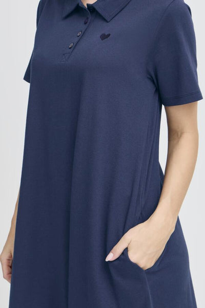 Samma Cotton Blend Dress (Navy)
