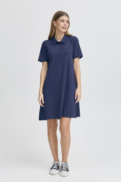Samma Cotton Blend Dress (Navy)