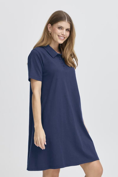 Samma Cotton Blend Dress (Navy)
