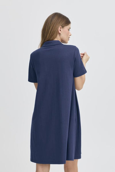 Samma Cotton Blend Dress (Navy)