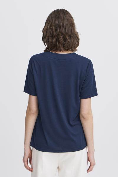 Zalina V Neck Top (Navy)