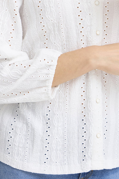 Emira Button Down Eyelet Blouse (Cream)