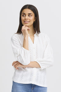 Emira Button Down Eyelet Blouse (Cream)