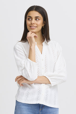 Emira Button Down Eyelet Blouse (Cream)