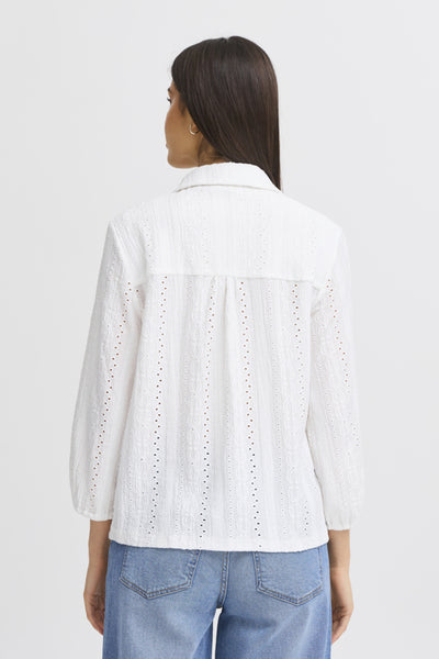 Emira Button Down Eyelet Blouse (Cream)