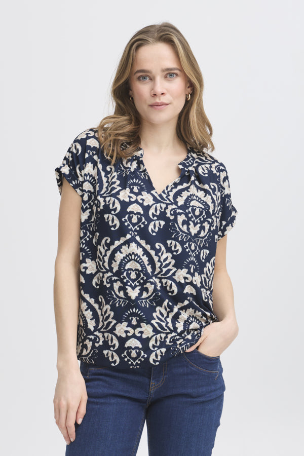 Frannie Tee (Navy Print)