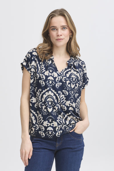 Frannie Tee (Navy Print)