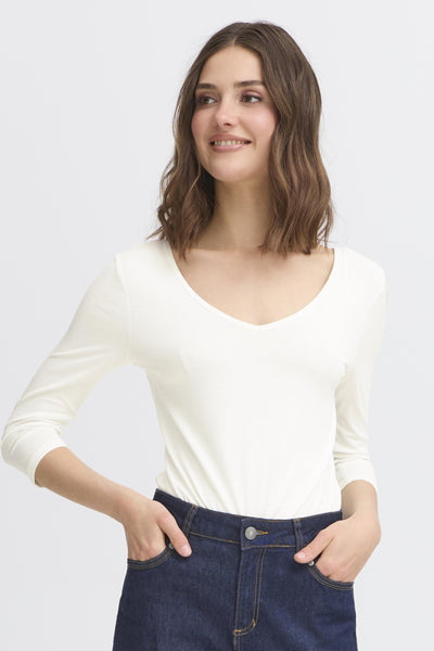 Dotta Reversible 3/4 Sleeve Top (White)