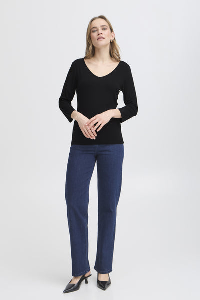 Dotta Reversible 3/4 Sleeve Top (Black)