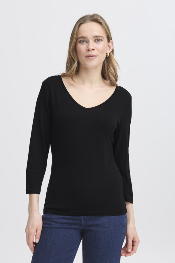 Dotta Reversible 3/4 Sleeve Top (Black)